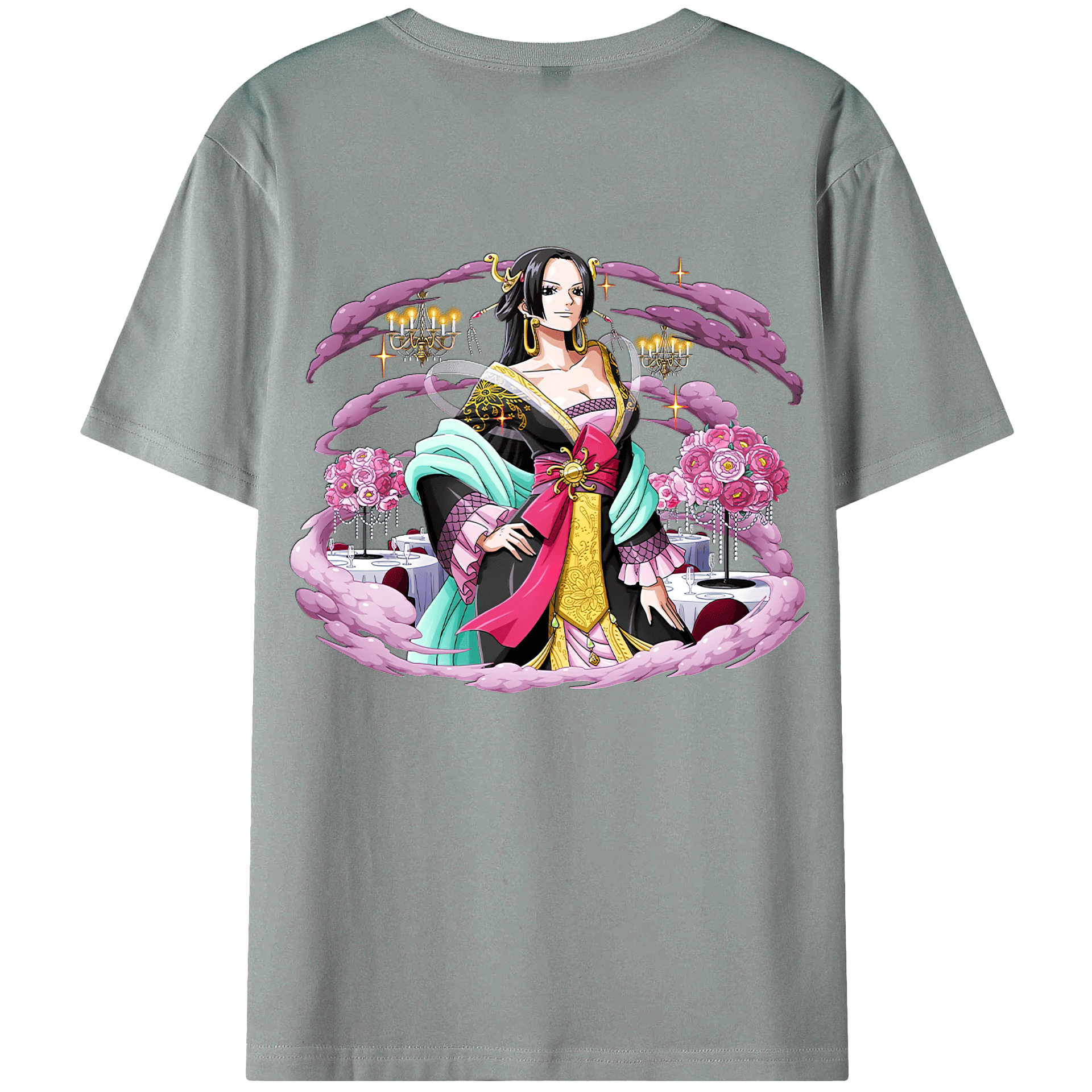 ワンピース ボア・ハンコック ONE PIECE Boa·Hancock 綿100％ メンズ半袖Tシャツ（バックプリント） 通気性